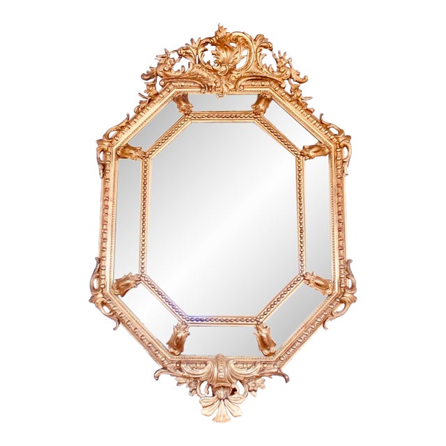 French Gilt Wood Belle Époque Cushion Mirror For Sale