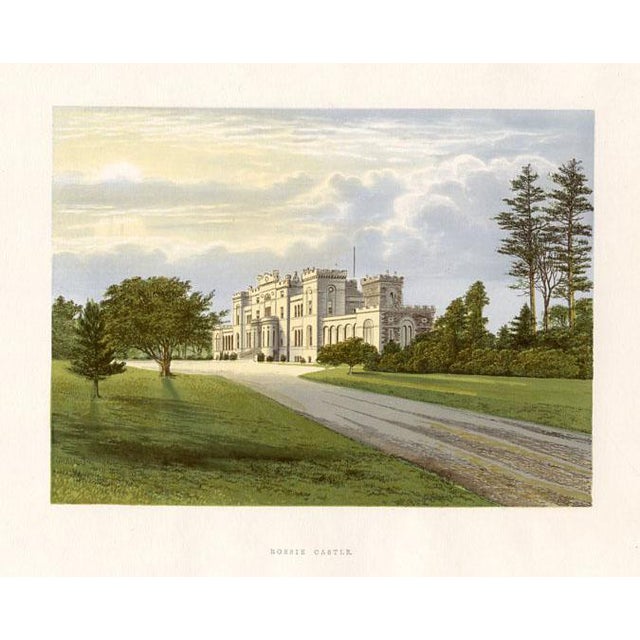 Original late-1800s chromolithograph from a folio of English Castles, Abbeys and Manor Homes. Based on an illustration by...