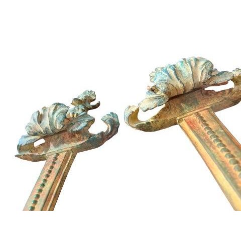 Turquoise Vintage Neoclassical Acanthus Architectural Wall Ornaments, Pair For Sale - Image 8 of 14