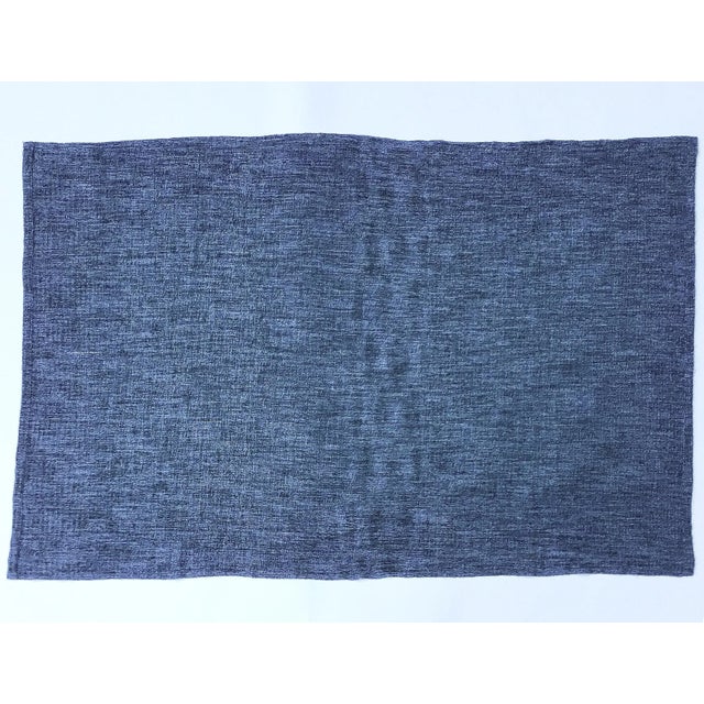 1980s Soft Vintage Blue & Black Heather Design Chair Throw For Sale - Image 5 of 5