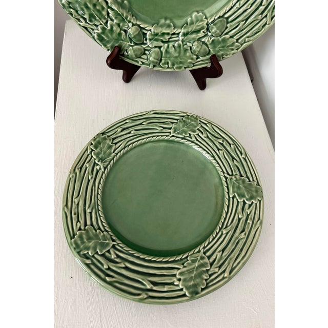 Ceramic Vintage Bordallo Pinheiro Oak Leaf Plates-3 Pieces For Sale - Image 7 of 9
