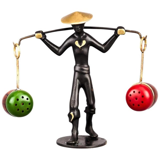 Black Salt and Pepper Shaker Holder Chinese Figurine by Richard Rohac, 1950s For Sale - Image 8 of 8