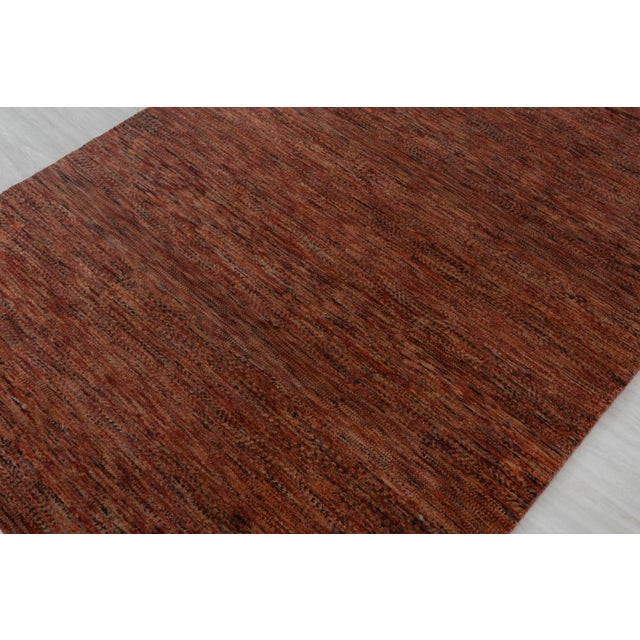 2010s 4' x 6' Savannah Hand Knotted Modern Red Rust Wool & Silk Rug For Sale - Image 5 of 15