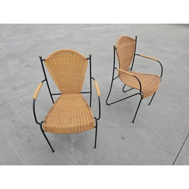 American Wrought Iron and Brass Chair, 1950s For Sale - Image 3 of 11