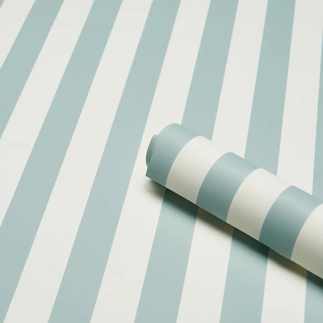 Contemporary SAMPLE - Schumacher Emma Stripe Wallpaper In Chambray For Sale - Image 3 of 4
