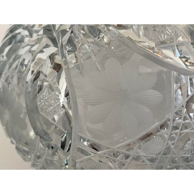 Antique American Brilliant Period Cut Glass Crystal Daisy & Harvard Fruit Bowl For Sale - Image 9 of 12