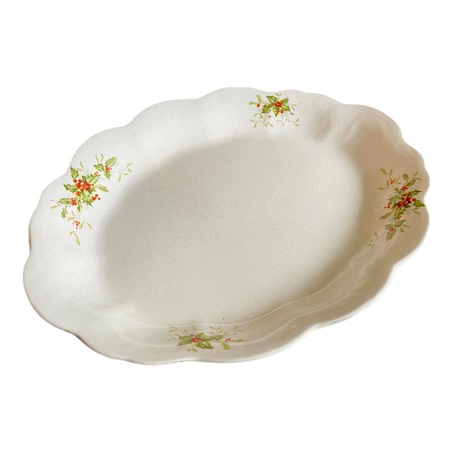 Antique American Christmas Traditional Serving Platter For Sale