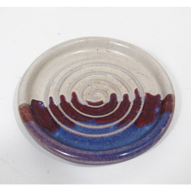 Signed Studio Pottery Pierced Luminary Candle Holder With Matching Dish For Sale - Image 11 of 13