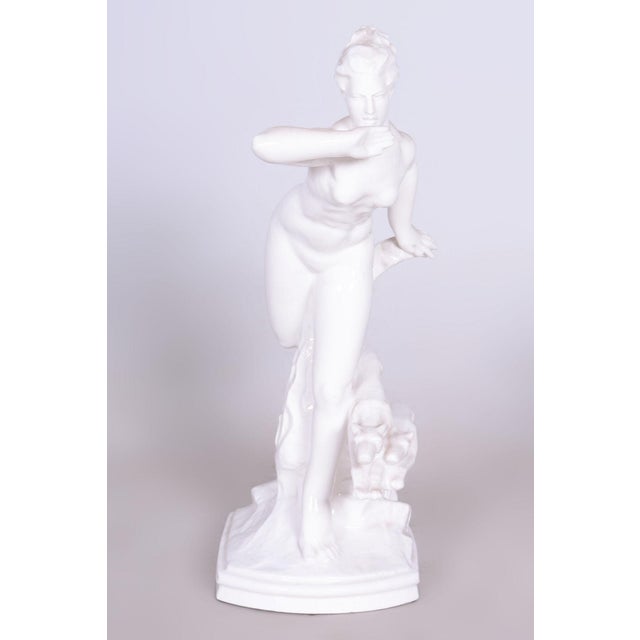 1920s Vintage Art Deco Sculpture in Ceramic by Jan Lichtág, Czech, 1920s For Sale - Image 5 of 11