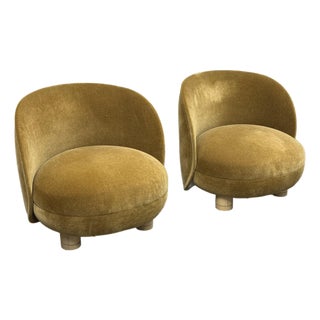 Mohair Brown Sugar Laight Chairs, Pair For Sale