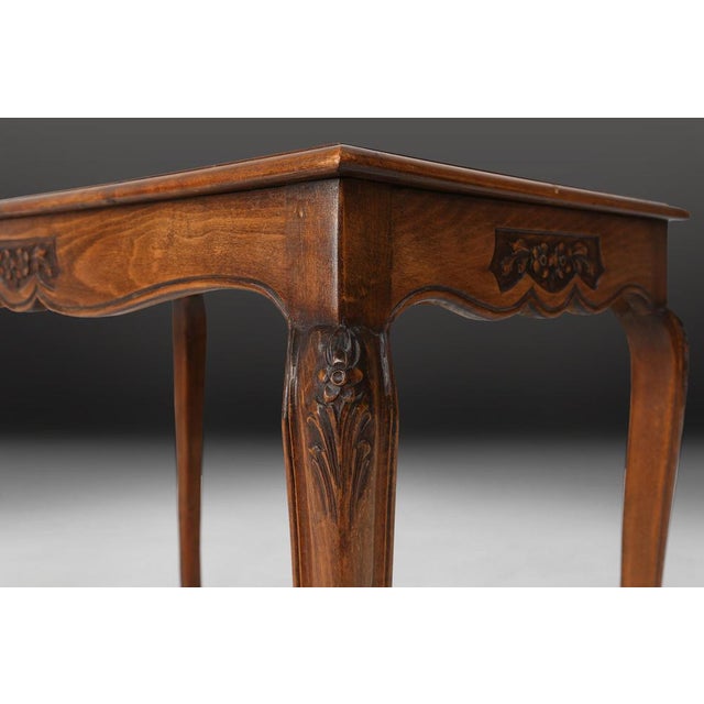 Brown Sculpted Side Table in Wood, Glass and Rattan, France, 1950s For Sale - Image 8 of 15