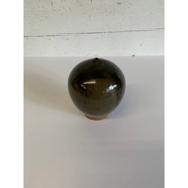 Mid-Century Modern Mid-Century Modern Green Brown Glaze Ceramic Weedpot For Sale - Image 3 of 10