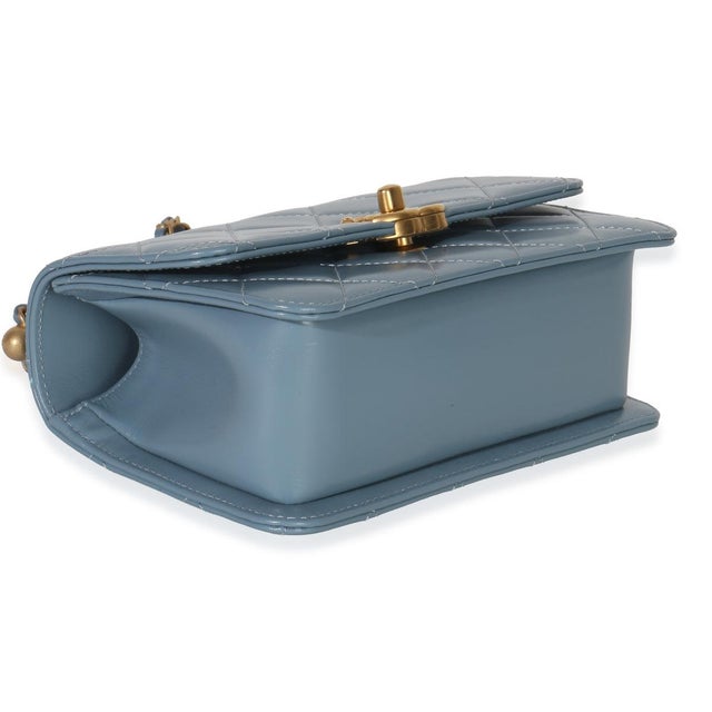 Blue Quilted Calfskin Mini Perfect Fit Flap Bag For Sale In New York - Image 6 of 9