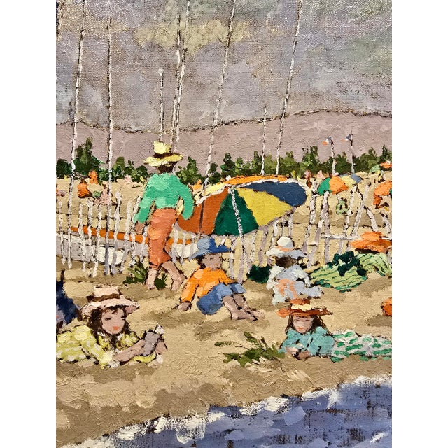 Suzanne Eisendieck -1960s Cros-De-Cagnes Beach Scene Oil Painting For Sale In Los Angeles - Image 6 of 13