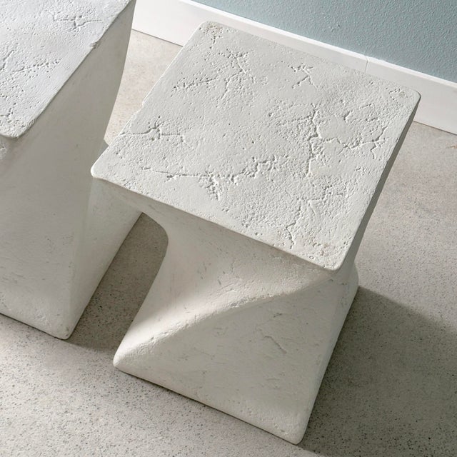 1980s Postmodern Plaster Side Tables, Set of 2 For Sale In Seattle - Image 6 of 9