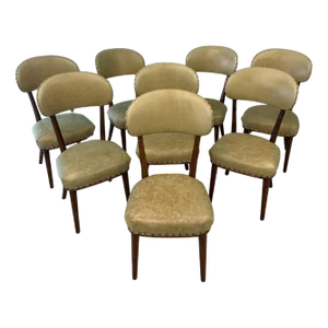 Swedish Dinning Room Chairs in Oak and Leather, 1940, Set of 8