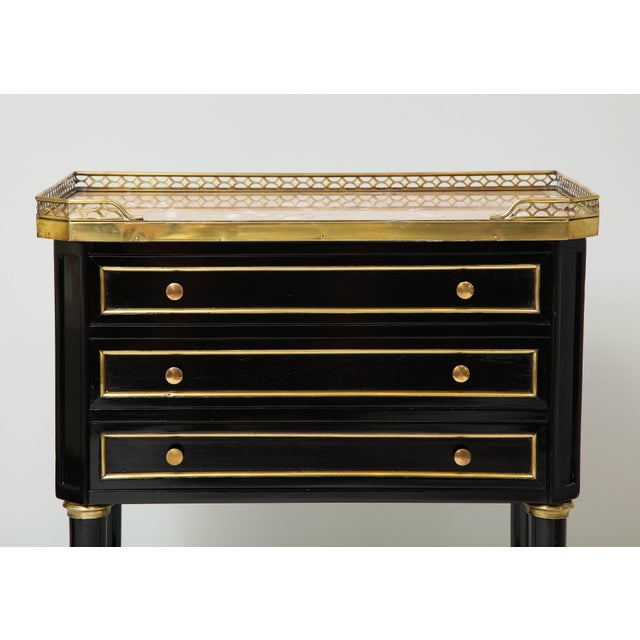 French French Louis XVI Style Marble-Top End Tables With Brass Gallery - a Pair For Sale - Image 3 of 12