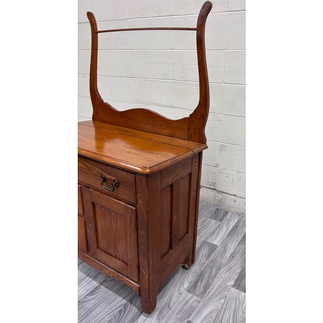 Antique Victorian Oak Washstand With Storage and Towel Rack For Sale In Kansas City - Image 6 of 9