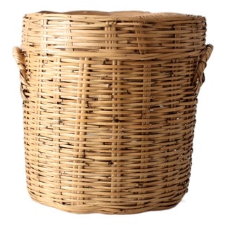 Vintage Lidded Storage Basket For Sale