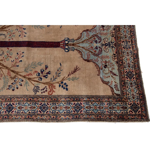 Early 20th Century Antique Persian Tabriz Handmade Brown Pictorial Motif Wool Rug For Sale In New York - Image 6 of 9