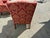 Red Pair of Chippendale Style Straight-Leg Fireside Wingback Chairs For Sale - Image 8 of 12