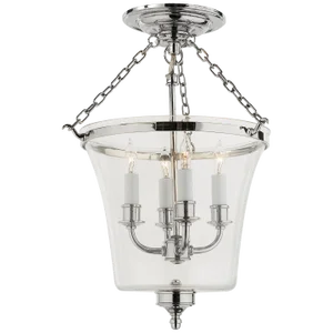Chapman & Myers for Visual Comfort Signature Sussex Semi-Flush Bell Jar Lantern in Polished Nickel