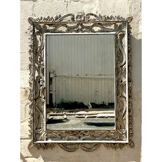 Contemporary Vintage Boho Monumental Distressed Wood Mirror For Sale - Image 3 of 10