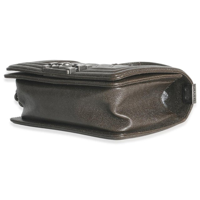 Animal Skin Brown Quilted Caviar Small Boy Handbag For Sale - Image 7 of 9