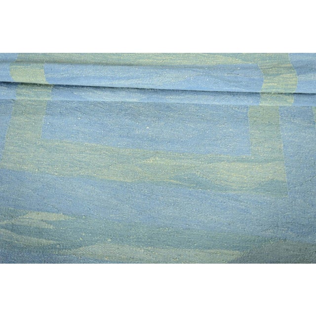 Blue Modern Handwoven Geometrical Kilim Rug, 2000s For Sale - Image 8 of 9