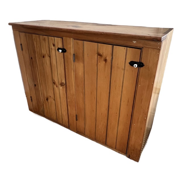 Farmhouse Antique Pine Kitchen Cupboard Pantry Bar Cabinet For Sale