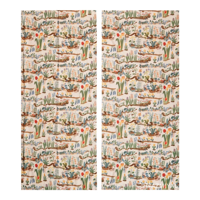 Nazmiyal Collection Vintage Pair of Primavera Curtains by Josef Frank For Sale