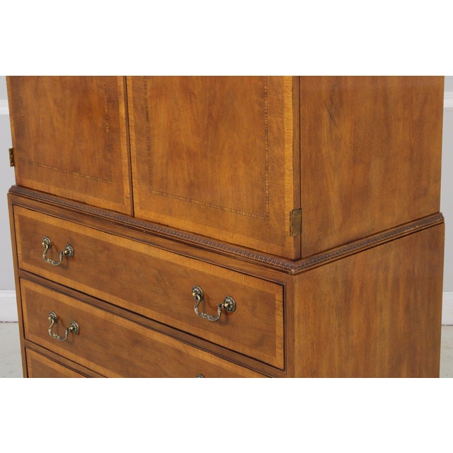 Henredon Aston Court 3 Drawer Inlaid Wardrobe Armoire Cabinet For Sale - Image 11 of 14