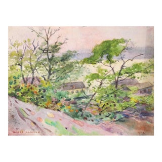 1912 River Drive Park Landscape Watercolor Painting by Egbert Cadmus For Sale