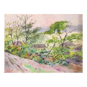1912 River Drive Park Landscape Watercolor Painting by Egbert Cadmus