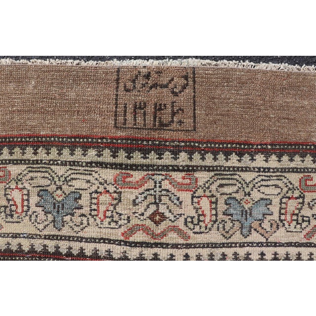 Antique Persian Serab Camel Hair Rug With Medallion and Geometric Design 6'7 X 10'7 For Sale - Image 13 of 15