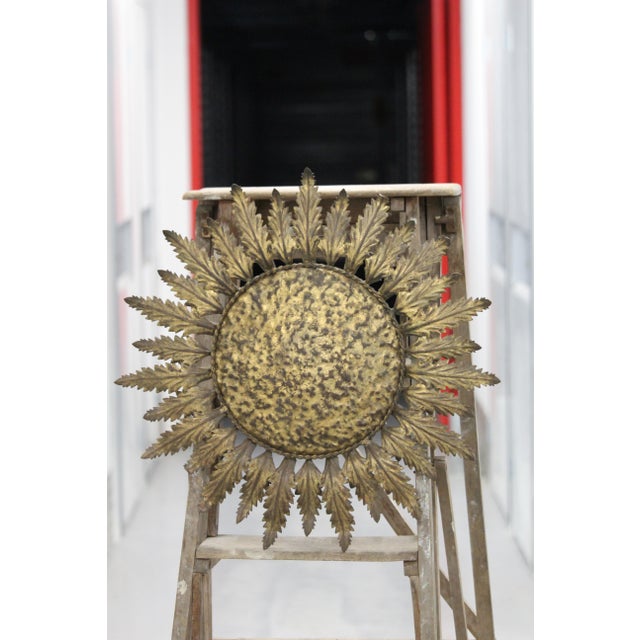 Gilt Sun Wall or Ceiling Light, France, 1950s For Sale - Image 13 of 18