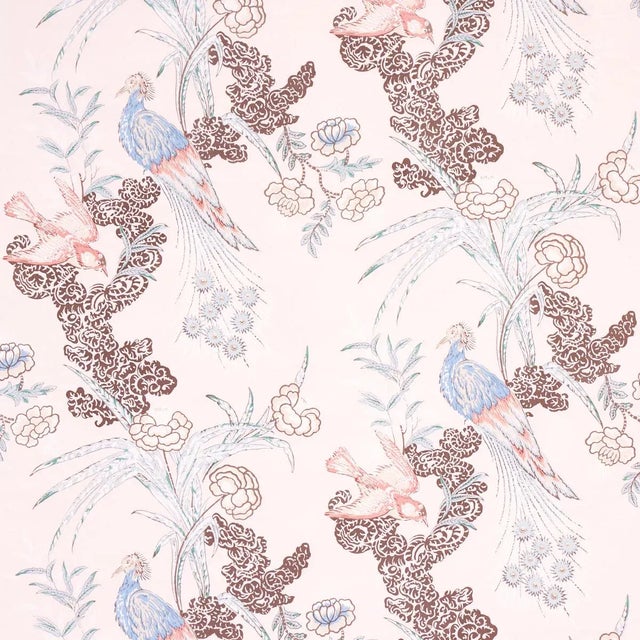 Schumacher X Miles Redd Peacock Fabric in Blush For Sale