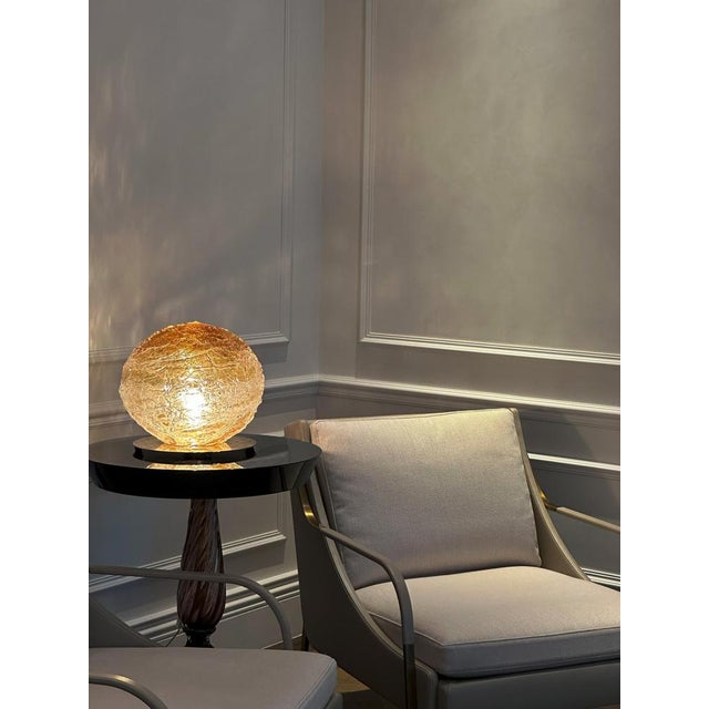 Brutalist Primordiale Table Lamp with Amber Murano Glass Sphere from Venini, 2011 For Sale - Image 3 of 11