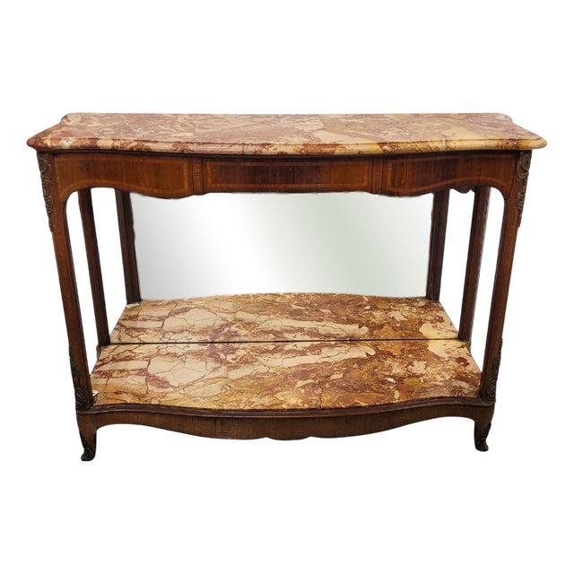 Napoleon III Console Table in Wood witth Marble and Mirror For Sale