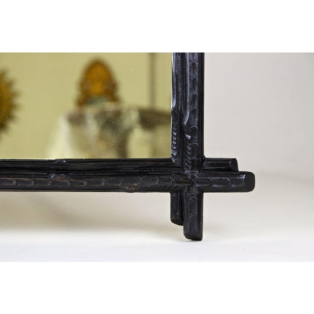 Glass Austrian Black Forest Rustic Wall Mirror with Carved Oak Leaves, 1880 For Sale - Image 7 of 18