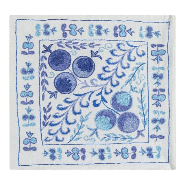 Silk Embroidery Suzani Textile Lace Pillow Cover, New Cushion Cover. 17"x19" For Sale