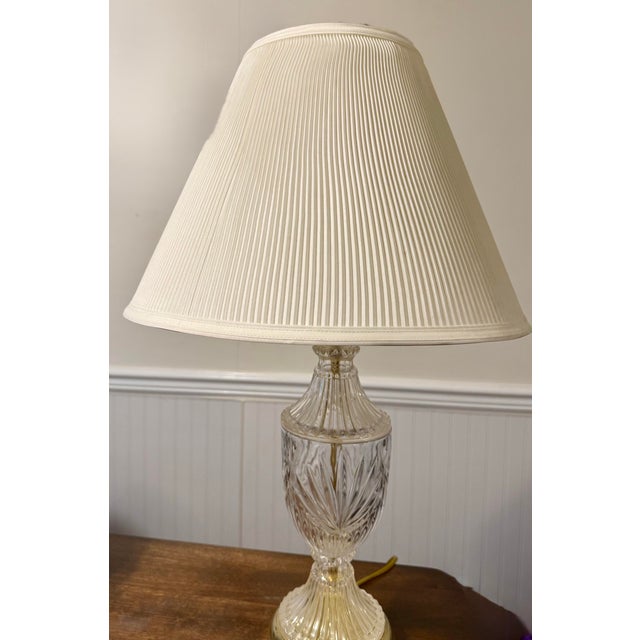 Gold Mid 20th Century Crystal and Gold Toned Vintage Table Lamp For Sale - Image 8 of 12