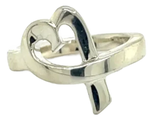 Tiffany & Co Estate Heart Ring Size 4.75 Sterling Silver, Size 4.75