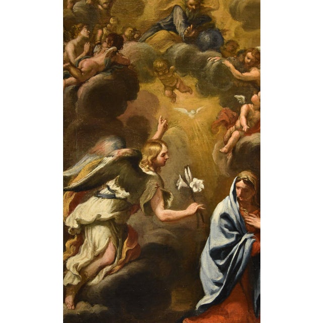 Baroque Ferri, Annunciation, 1600s, Oil on Canvas For Sale - Image 3 of 14