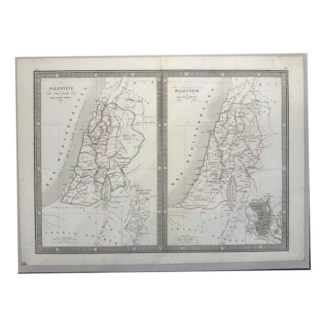 Palestine According to the Division of the Twelve Tribes Map, 1845 For Sale