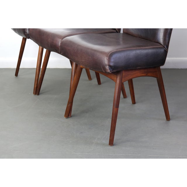 Craft Associates Highback Model 2051-C Dining Chairs by Adrian Pearsall in Faux Leather & Walnut - Set of 6 For Sale - Image 4 of 8