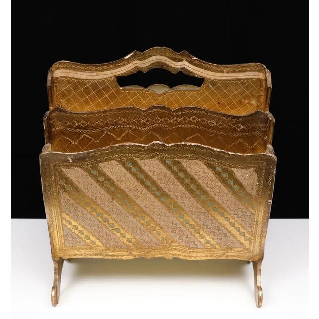 Vintage Italian Florentine Magazine Rack in Giltwood, 1958 For Sale - Image 10 of 12
