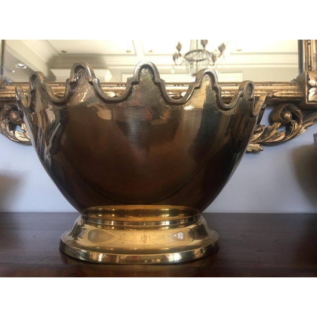 Mid 20th Century Scalloped Brass Bowl Planter Chairish