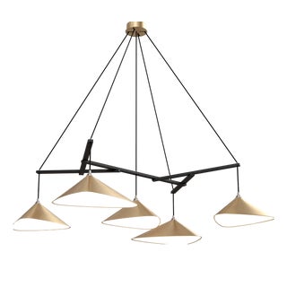 Emily Group of Five Pendant Light in Gold Metallic Tone by Daniel Becker for Moss Objects For Sale