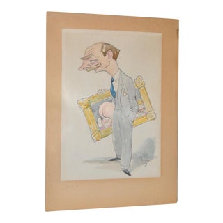 Humorous Original Cartoon Illustration c.1940s For Sale